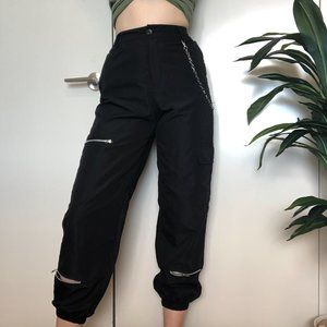 Black Zipper & Chain Pants